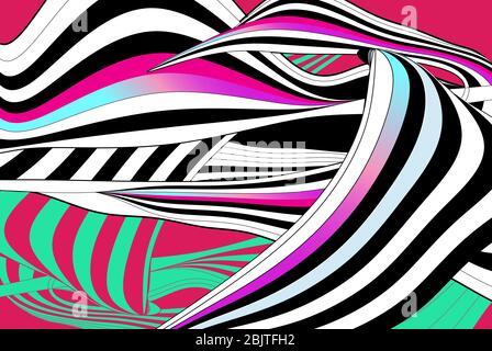 Multi-colored abstract pattern of different waves and shapes. Template for Wallpaper or poster design. Stock Vector