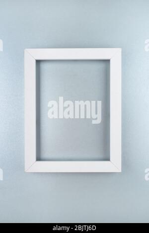 White text frame on a silver background. Stock Photo