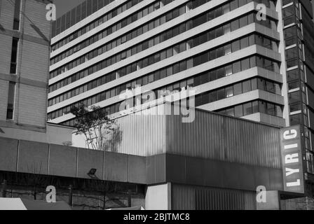 1970s Architecture Offices 1 Lyric Theatre Square, King Street, Hammersmith, Lyric W6 by Rick Mather Architects Richard Seifert Stiff & Trevillion Stock Photo