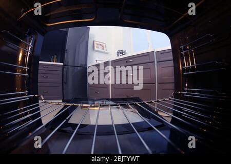 Modern empty oven, view from inside Stock Photo