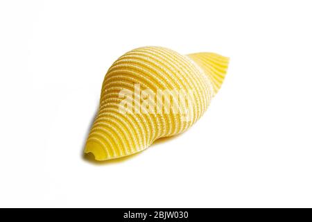Conchiglie, seashells, pasta pieces isolated on white background Stock Photo