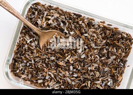 Cooked Minnesota Wild Rice in a Bowl Stock Photo