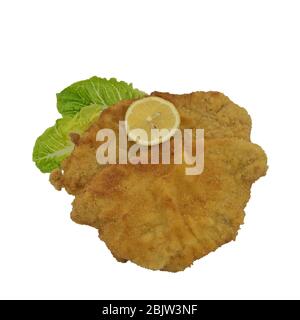 Viennese escalope against a white background Stock Photo