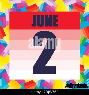 June 2 icon. For planning important day. Banner for holidays and special days. Vector Illustration. Stock Vector