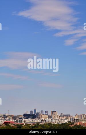 Aerial view of the Wangjing district in Beijing from Jingshan Park (Prospect Hill) Stock Photo