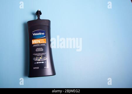 April 11, 2020- Halifax Canada: a bottle of men's vaseline hand lotion Stock Photo