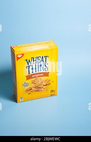 Halifax, Canada - April 11, 2020: A yellow box of Wheat Thins brand crackers Stock Photo