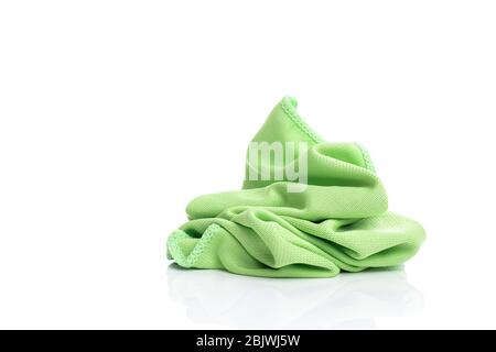 Green kitchen towel isolated on white background with copyspace Stock Photo