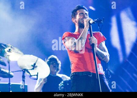 RIO DE JANEIRO 01.10.2011: Adam Levine of Maroon 5 perfoms at the main stage of Rock in Rio IV, on the sixth day of festival (Néstor J. Beremblum) Stock Photo