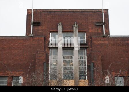 1930s Architecture, Art Deco Architecture Red Brick Stone, Royal Masonic Hospital 1 Coulter Rd, Hammersmith, London W6 0BJ by Thomas S Tait Stock Photo