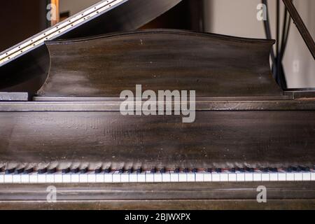 Full frame Vintage Baby Grand Piano Keys Stock Photo