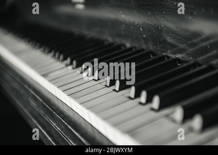 Close up Vintage Baby Grand Piano Keys Stock Photo