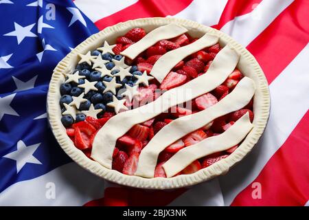 Pie on American flag Stock Photo