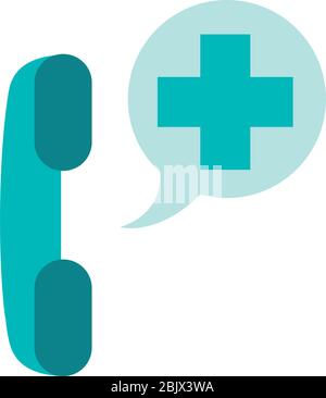 telephone help line health care equipment medical vector illustration flat style icon Stock Vector