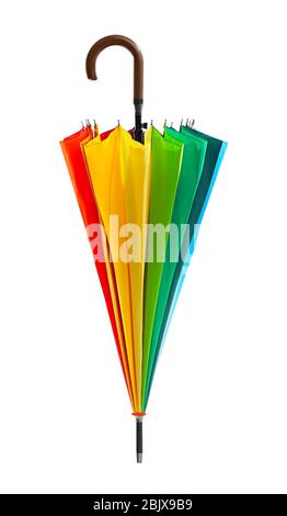 Rainbow umbrella on white background Stock Photo