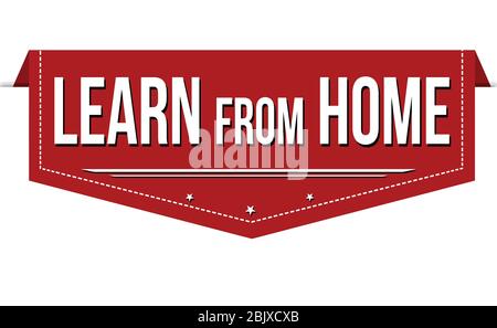 Learn from home banner design on white background, vector illustration Stock Vector