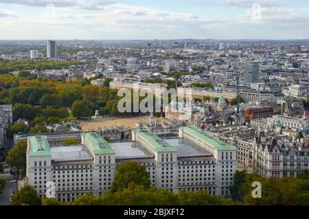 London skyline as seen from London Eye, South Bank, Lambeth. Stock Photo