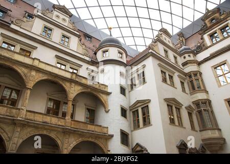Enclosed western courtyard of Dresden Castle Stock Photo