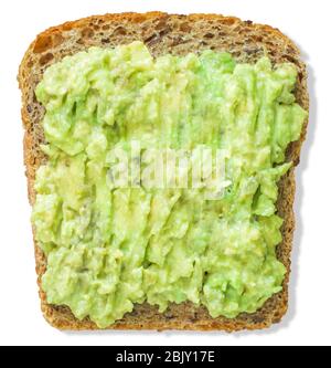 Avocado toast isolated on white background. Healthy breakfast Stock Photo