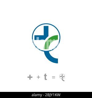Initial letter T graphic logo design concept template, with cross medical logo, isolated on white background. Stock Vector