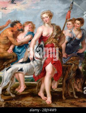 Diana and Her Nymphs Departing for the Hunt by    Peter Paul Rubens, circa 1615 Stock Photo