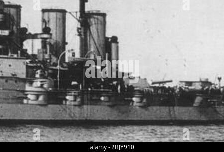 HMS Tiger (1913) secondary battery. Stock Photo