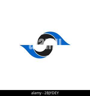 Abstract business connection logo,initial letter S graphic logo design concept template, isolated on white background. Stock Vector