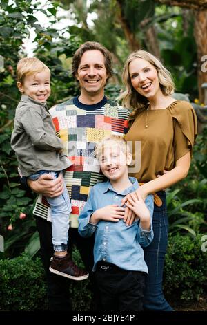 Portrait of family with sons (4-5, 6-7) Stock Photo