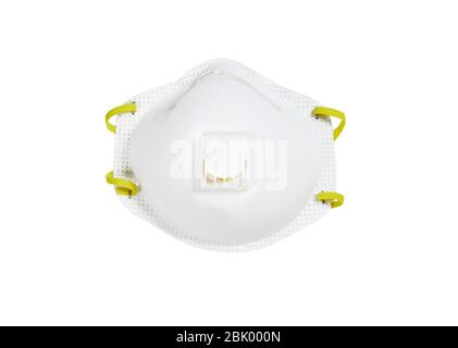 White N95 particulate respirator isolated on white Stock Photo