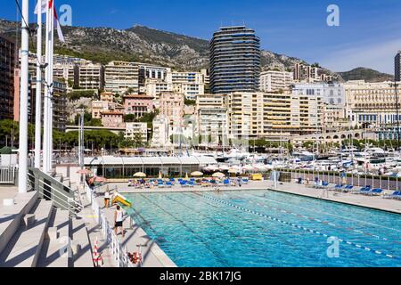 Swimming pool in La Condamine area, Monte Carlo, Monaco, Europe Stock Photo