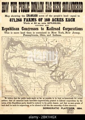 How the public domain has been - How The Public Domain Has Been Squandered Map Showing The 139403026 Acres Of The Peoples Land Equal To 871268 Farms Of 160 Acres Each Worth At 2 An Acre 278806052 Given By Republican 2bk1hgx 