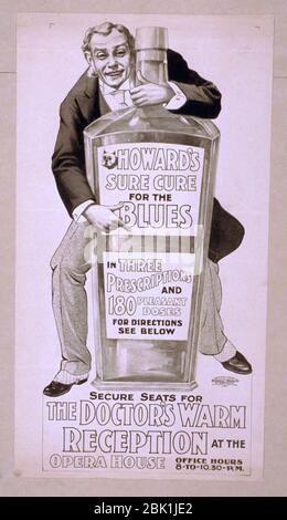 Howard's sure cure for the blues in three prescriptions and 180 pleasant doses for direction see below - secure seats for The doctor's warm reception at the Opera House, office hours, Stock Photo