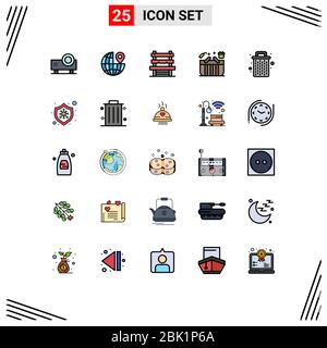 Universal Icon Symbols Group of 25 Modern Filled line Flat Colors of basket, box, chair, gift, basket Editable Vector Design Elements Stock Vector
