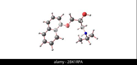 Propranolol is a medication of the beta blocker type. It is used to treat high blood pressure, irregular heart rate, thyrotoxicosis, capillary hemangi Stock Photo