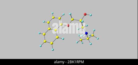 Propranolol is a medication of the beta blocker type. It is used to treat high blood pressure, irregular heart rate, thyrotoxicosis, capillary hemangi Stock Photo