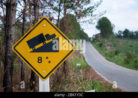 Car Climbing Hill Symbol Road Street Warning Steep Slope Metal Aluminum Sign