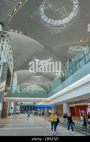 Istanbul / Turkey - September 14, 2019: Transit zone at the new Istanbul Airport, Istanbul Havalimani in Turkey Stock Photo