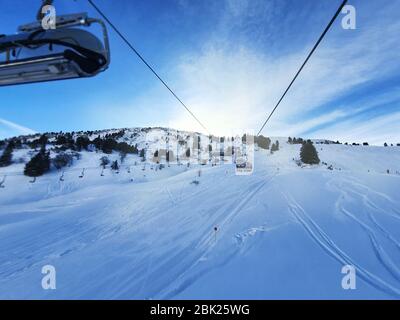 chairlift ski snowy mountains winter Nature Stock Photo