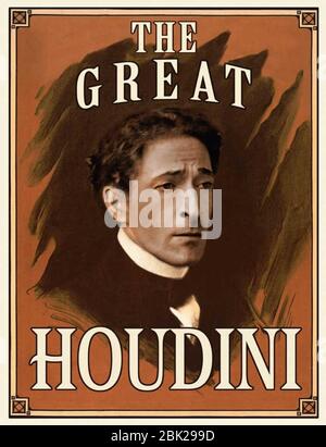 Vintage poster showing famous magician Houdini Stock Photo