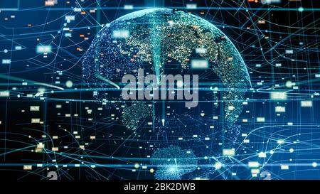 Global network and data connection. Digital planet technology network.Futuristic earth information technology Stock Photo