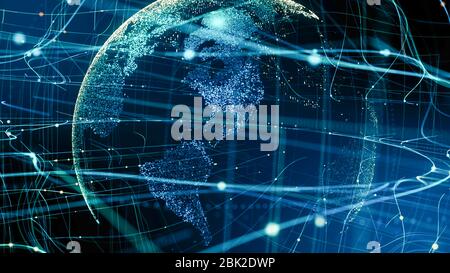 Digital data globe technology.Abstract planet network connection. Stock Photo