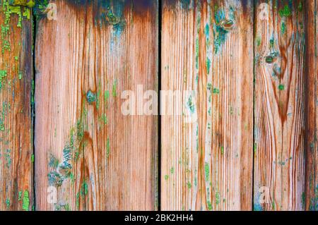 Old wooden shield with scratches and chips. Stock Photo