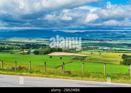 Howe of the Mearnes and Angus Glens from Hill of Garvock, Near Laurencekirk,  Aberdeenshire, Highland Region, Scotland UK Stock Photo