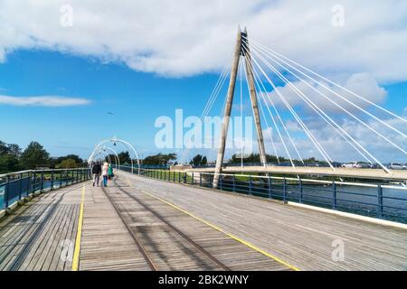 Southport, promenade gardens, marine lake, bridge, pier, Lancashire, Sefton, England, UK Stock Photo