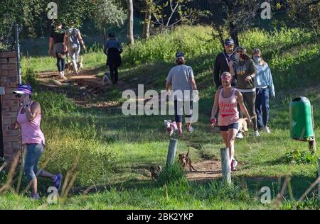 Johannesburg, South Africa. 1st May, 2020. Local people enjoy outdoor activities in Johannesburg, South Africa, May 1, 2020. South Africa started easing lockdown restrictions from Friday. Credit: Chen Cheng/Xinhua/Alamy Live News Stock Photo