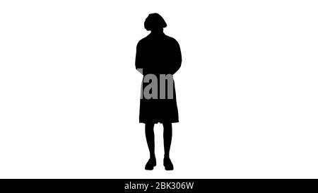 Silhouette Woman Doctor in Mask Looking at lung Xray. Stock Photo