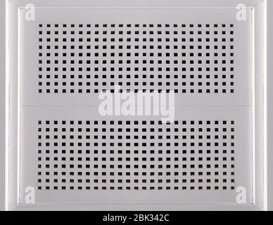 Frame with perforated grid made of wood Stock Photo