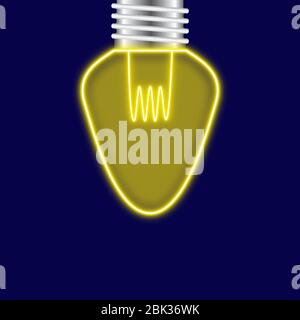 Lightbulb with neon style on background Stock Photo