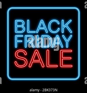 Black Friday Sale with neon style on black background Stock Photo
