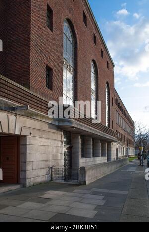 Swedish Georgian Art Deco Architecture Council Building Red Brick Hammersmith Town Hall King St, Hammersmith, London W6 9JU by Ernest Berry Webber Stock Photo